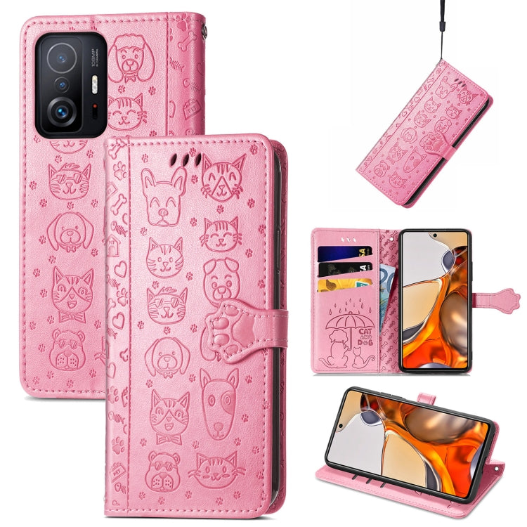 Cat and Dog Embossed Horizontal Flip Phone Leather Case with Holder & Card Slot & Wallet & Lanyard, For Doogee N40 Pro, For Infinix Zero 8, For OPPO Realme C21Y, For Vodafone Smart E11, For Wiko Power U30, For Xiaomi Mi 11T / 11T Pro                   ...