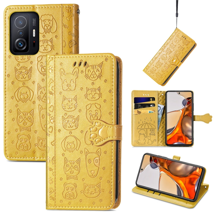 Cat and Dog Embossed Horizontal Flip Phone Leather Case with Holder & Card Slot & Wallet & Lanyard, For Doogee N40 Pro, For OPPO Realme C21Y, For Xiaomi Mi 11T / 11T Pro, For Honor Play 5T Youth, For Google Pixel 6
