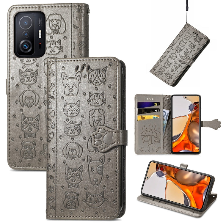 Cat and Dog Embossed Horizontal Flip Phone Leather Case with Holder & Card Slot & Wallet & Lanyard, For OPPO Realme C21Y, For Xiaomi Mi 11T / 11T Pro, For Honor Play 5T Youth, For Google Pixel 6