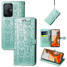 Load image into Gallery viewer, Cat and Dog Embossed Horizontal Flip Phone Leather Case with Holder &amp; Card Slot &amp; Wallet &amp; Lanyard, For Doogee N40 Pro, For Infinix Zero 8, For OPPO Realme C21Y, For Vodafone Smart E11, For Wiko Power U30, For Xiaomi Mi 11T / 11T Pro                   ...