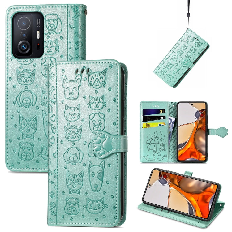 Cat and Dog Embossed Horizontal Flip Phone Leather Case with Holder & Card Slot & Wallet & Lanyard, For OPPO Realme C21Y, For Xiaomi Mi 11T / 11T Pro, For Honor Play 5T Youth, For Google Pixel 6