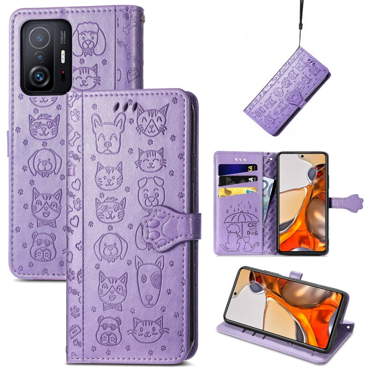 Cat and Dog Embossed Horizontal Flip Phone Leather Case with Holder & Card Slot & Wallet & Lanyard, For OPPO Realme C21Y, For Xiaomi Mi 11T / 11T Pro, For Honor Play 5T Youth, For Google Pixel 6