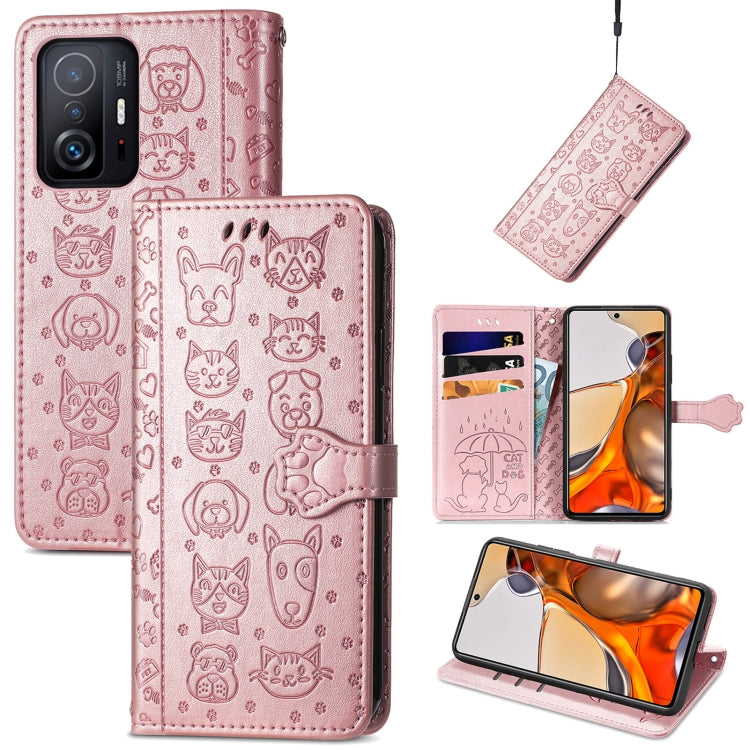 Cat and Dog Embossed Horizontal Flip Phone Leather Case with Holder & Card Slot & Wallet & Lanyard, For OPPO Realme C21Y, For Xiaomi Mi 11T / 11T Pro, For Honor Play 5T Youth, For Google Pixel 6