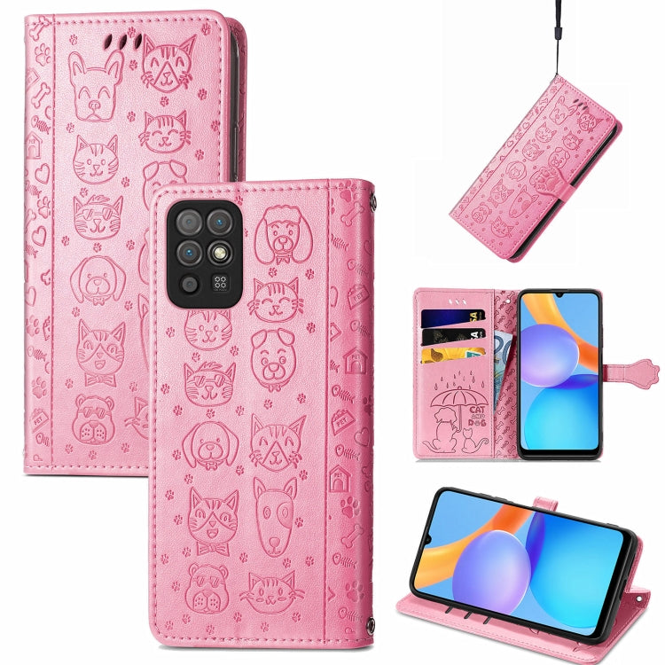 Cat and Dog Embossed Horizontal Flip Phone Leather Case with Holder & Card Slot & Wallet & Lanyard, For OPPO Realme C21Y, For Xiaomi Mi 11T / 11T Pro, For Honor Play 5T Youth, For Google Pixel 6