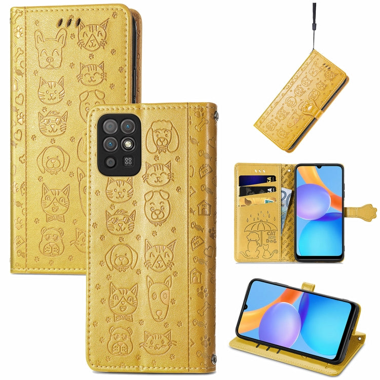 Cat and Dog Embossed Horizontal Flip Phone Leather Case with Holder & Card Slot & Wallet & Lanyard, For OPPO Realme C21Y, For Xiaomi Mi 11T / 11T Pro, For Honor Play 5T Youth, For Google Pixel 6