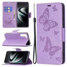 Load image into Gallery viewer, Embossing Two Butterflies Pattern Leather Phone Case with Holder &amp; Card Slot &amp; Wallet &amp; Lanyard, For Samsung Galaxy A13 5G, For Samsung Galaxy S22 Ultra 5G, For Samsung Galaxy S22+ 5G, For Samsung Galaxy S22 5G