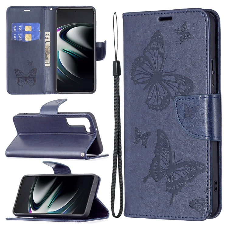 Embossing Two Butterflies Pattern Leather Phone Case with Holder & Card Slot & Wallet & Lanyard, For Samsung Galaxy A13 5G, For Samsung Galaxy S22 Ultra 5G, For Samsung Galaxy S22+ 5G, For Samsung Galaxy S22 5G