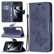 Load image into Gallery viewer, Embossing Two Butterflies Pattern Leather Phone Case with Holder &amp; Card Slot &amp; Wallet &amp; Lanyard, For Samsung Galaxy A13 5G, For Samsung Galaxy S22 Ultra 5G, For Samsung Galaxy S22+ 5G, For Samsung Galaxy S22 5G