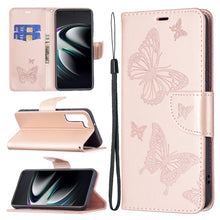 Load image into Gallery viewer, Embossing Two Butterflies Pattern Leather Phone Case with Holder &amp; Card Slot &amp; Wallet &amp; Lanyard, For Samsung Galaxy A13 5G, For Samsung Galaxy S22 Ultra 5G, For Samsung Galaxy S22+ 5G, For Samsung Galaxy S22 5G