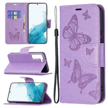 Load image into Gallery viewer, Embossing Two Butterflies Pattern Leather Phone Case with Holder &amp; Card Slot &amp; Wallet &amp; Lanyard, For Samsung Galaxy A13 5G, For Samsung Galaxy S22 Ultra 5G, For Samsung Galaxy S22+ 5G, For Samsung Galaxy S22 5G