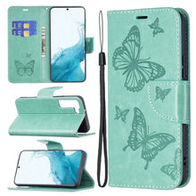 Load image into Gallery viewer, Embossing Two Butterflies Pattern Leather Phone Case with Holder &amp; Card Slot &amp; Wallet &amp; Lanyard, For Samsung Galaxy A13 5G, For Samsung Galaxy S22 Ultra 5G, For Samsung Galaxy S22+ 5G, For Samsung Galaxy S22 5G