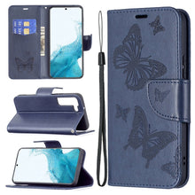 Load image into Gallery viewer, Embossing Two Butterflies Pattern Leather Phone Case with Holder &amp; Card Slot &amp; Wallet &amp; Lanyard, For Samsung Galaxy A13 5G, For Samsung Galaxy S22 Ultra 5G, For Samsung Galaxy S22+ 5G, For Samsung Galaxy S22 5G