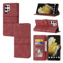 Load image into Gallery viewer, Embossed Striped Magnetic Buckle Horizontal Flip Phone Leather Case, For Samsung Galaxy A03 International Version, For Xiaomi Redmi Note 11, For Samsung Galaxy A03 EU Version, For Xiaomi Redmi Note 11 Pro, For Samaung Galaxy S22 Ultra 5G