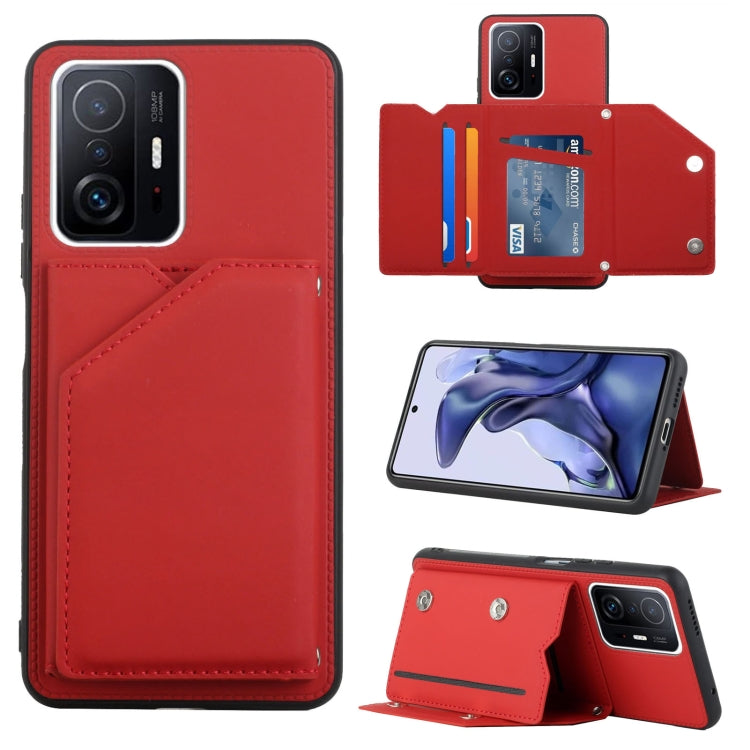 Skin Feel PU + TPU + PC Back Cover Shockproof Phone Case with Card Slots & Holder & Photo Frame, For OPPO Realme 8i, For Samsung Galaxy A13 5G, For Samsung Galaxy M52 5G, For Xiaomi Mi 11T / Mi 11 Pro