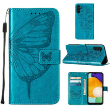 Load image into Gallery viewer, Embossed Butterfly Leather Phone Case with Holder &amp; Card Slot &amp; Wallet &amp; Lanyard, For Samsung Galaxy A13 5G, For Samsung Galaxy F52 5G, For Samsung Galaxy S22 5G, For Samsung Galaxy S22+ 5G, For Samsung Galaxy S22 Ultra 5G                              ...