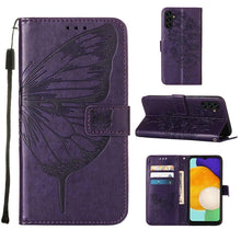 Load image into Gallery viewer, Embossed Butterfly Leather Phone Case with Holder &amp; Card Slot &amp; Wallet &amp; Lanyard, For Samsung Galaxy A13 5G, For Samsung Galaxy F52 5G, For Samsung Galaxy S22 5G, For Samsung Galaxy S22+ 5G, For Samsung Galaxy S22 Ultra 5G                              ...