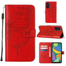 Load image into Gallery viewer, Embossed Butterfly Leather Phone Case with Holder &amp; Card Slot &amp; Wallet &amp; Lanyard, For Samsung Galaxy A13 5G, For Samsung Galaxy F52 5G, For Samsung Galaxy S22 5G, For Samsung Galaxy S22+ 5G, For Samsung Galaxy S22 Ultra 5G                              ...
