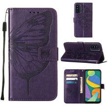 Load image into Gallery viewer, Embossed Butterfly Leather Phone Case with Holder &amp; Card Slot &amp; Wallet &amp; Lanyard, For Samsung Galaxy A13 5G, For Samsung Galaxy F52 5G, For Samsung Galaxy S22 5G, For Samsung Galaxy S22+ 5G, For Samsung Galaxy S22 Ultra 5G                              ...