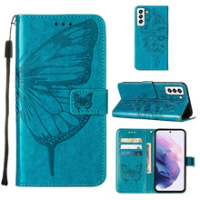 Load image into Gallery viewer, Embossed Butterfly Leather Phone Case with Holder &amp; Card Slot &amp; Wallet &amp; Lanyard, For Samsung Galaxy A13 5G, For Samsung Galaxy F52 5G, For Samsung Galaxy S22 5G, For Samsung Galaxy S22+ 5G, For Samsung Galaxy S22 Ultra 5G                              ...