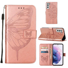 Load image into Gallery viewer, Embossed Butterfly Leather Phone Case with Holder &amp; Card Slot &amp; Wallet &amp; Lanyard, For Samsung Galaxy A13 5G, For Samsung Galaxy F52 5G, For Samsung Galaxy S22 5G, For Samsung Galaxy S22+ 5G, For Samsung Galaxy S22 Ultra 5G                              ...