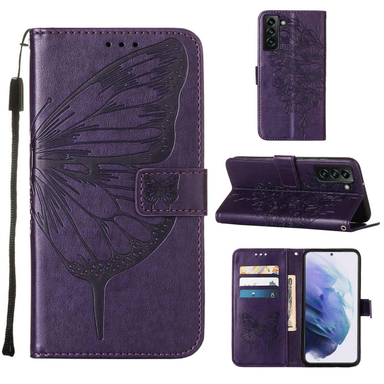 Embossed Butterfly Leather Phone Case with Holder & Card Slot & Wallet & Lanyard, For Samsung Galaxy A13 5G, For Samsung Galaxy F52 5G, For Samsung Galaxy S22 5G, For Samsung Galaxy S22+ 5G, For Samsung Galaxy S22 Ultra 5G                              ...