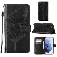 Load image into Gallery viewer, Embossed Butterfly Leather Phone Case with Holder &amp; Card Slot &amp; Wallet &amp; Lanyard, For Samsung Galaxy A13 5G, For Samsung Galaxy F52 5G, For Samsung Galaxy S22 5G, For Samsung Galaxy S22+ 5G, For Samsung Galaxy S22 Ultra 5G                              ...