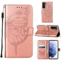 Load image into Gallery viewer, Embossed Butterfly Leather Phone Case with Holder &amp; Card Slot &amp; Wallet &amp; Lanyard, For Samsung Galaxy A13 5G, For Samsung Galaxy F52 5G, For Samsung Galaxy S22 5G, For Samsung Galaxy S22+ 5G, For Samsung Galaxy S22 Ultra 5G                              ...