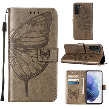 Load image into Gallery viewer, Embossed Butterfly Leather Phone Case with Holder &amp; Card Slot &amp; Wallet &amp; Lanyard, For Samsung Galaxy A13 5G, For Samsung Galaxy F52 5G, For Samsung Galaxy S22 5G, For Samsung Galaxy S22+ 5G, For Samsung Galaxy S22 Ultra 5G                              ...
