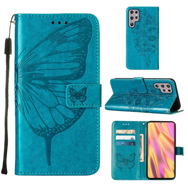 Embossed Butterfly Leather Phone Case with Holder & Card Slot & Wallet & Lanyard, For Samsung Galaxy A13 5G, For Samsung Galaxy F52 5G, For Samsung Galaxy S22 5G, For Samsung Galaxy S22+ 5G, For Samsung Galaxy S22 Ultra 5G                              ...