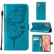 Load image into Gallery viewer, Embossed Butterfly Leather Phone Case with Holder &amp; Card Slot &amp; Wallet &amp; Lanyard, For Samsung Galaxy A13 5G, For Samsung Galaxy F52 5G, For Samsung Galaxy S22 5G, For Samsung Galaxy S22+ 5G, For Samsung Galaxy S22 Ultra 5G                              ...