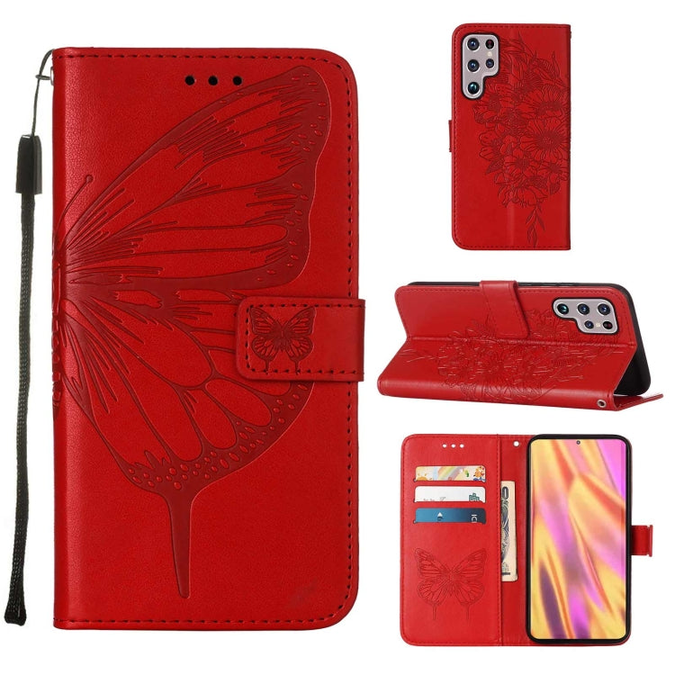 Embossed Butterfly Leather Phone Case with Holder & Card Slot & Wallet & Lanyard, For Samsung Galaxy A13 5G, For Samsung Galaxy F52 5G, For Samsung Galaxy S22 5G, For Samsung Galaxy S22+ 5G, For Samsung Galaxy S22 Ultra 5G                              ...