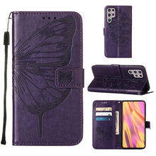 Load image into Gallery viewer, Embossed Butterfly Leather Phone Case with Holder &amp; Card Slot &amp; Wallet &amp; Lanyard, For Samsung Galaxy A13 5G, For Samsung Galaxy F52 5G, For Samsung Galaxy S22 5G, For Samsung Galaxy S22+ 5G, For Samsung Galaxy S22 Ultra 5G                              ...