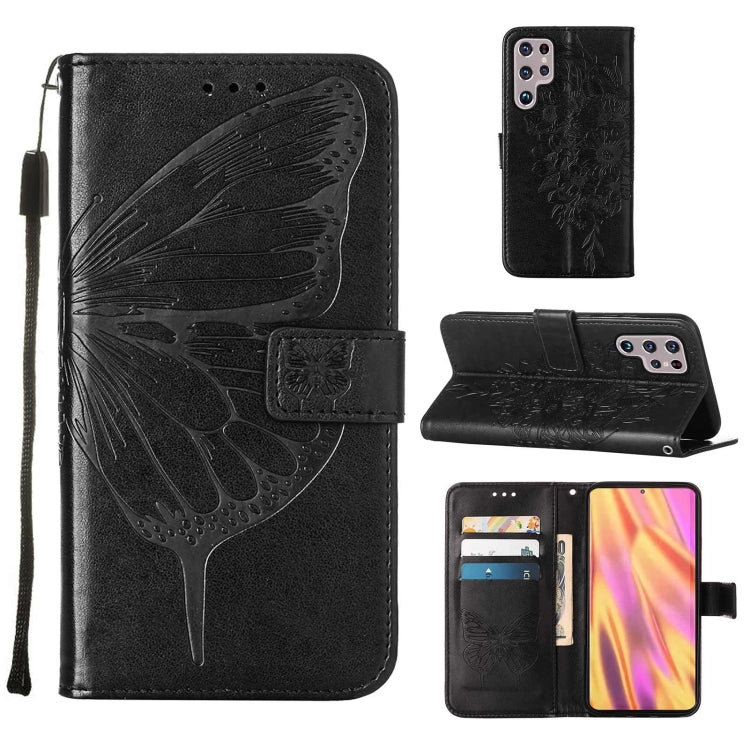 Embossed Butterfly Leather Phone Case with Holder & Card Slot & Wallet & Lanyard, For Samsung Galaxy A13 5G, For Samsung Galaxy F52 5G, For Samsung Galaxy S22 5G, For Samsung Galaxy S22+ 5G, For Samsung Galaxy S22 Ultra 5G                              ...