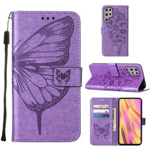 Load image into Gallery viewer, Embossed Butterfly Leather Phone Case with Holder &amp; Card Slot &amp; Wallet &amp; Lanyard, For Samsung Galaxy A13 5G, For Samsung Galaxy F52 5G, For Samsung Galaxy S22 5G, For Samsung Galaxy S22+ 5G, For Samsung Galaxy S22 Ultra 5G                              ...