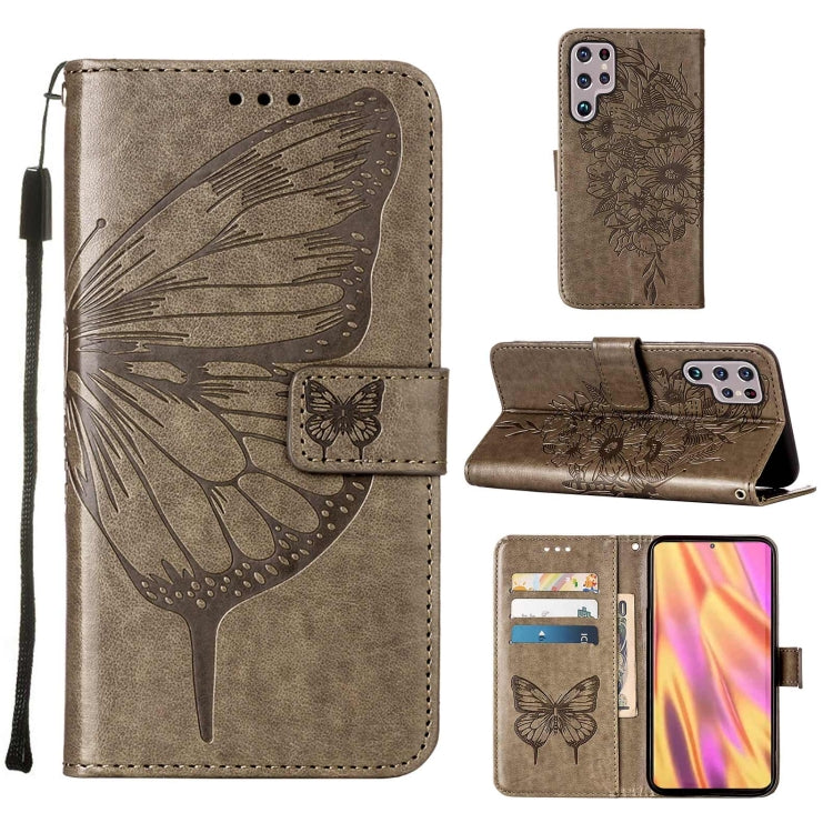 Embossed Butterfly Leather Phone Case with Holder & Card Slot & Wallet & Lanyard, For Samsung Galaxy A13 5G, For Samsung Galaxy F52 5G, For Samsung Galaxy S22 5G, For Samsung Galaxy S22+ 5G, For Samsung Galaxy S22 Ultra 5G                              ...