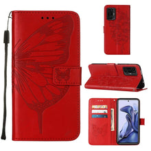 Load image into Gallery viewer, Embossed Butterfly Leather Phone Case with Holder &amp; Card Slot &amp; Wallet &amp; Lanyard, For Samsung Galaxy A13 5G, For Samsung Galaxy F52 5G, For Samsung Galaxy S22 5G, For Samsung Galaxy S22+ 5G, For Samsung Galaxy S22 Ultra 5G                              ...