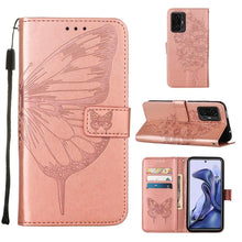 Load image into Gallery viewer, Embossed Butterfly Leather Phone Case with Holder &amp; Card Slot &amp; Wallet &amp; Lanyard, For Samsung Galaxy A13 5G, For Samsung Galaxy F52 5G, For Samsung Galaxy S22 5G, For Samsung Galaxy S22+ 5G, For Samsung Galaxy S22 Ultra 5G                              ...