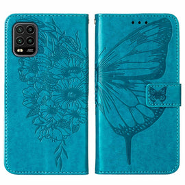 Embossed Butterfly Leather Phone Case with Holder & Card Slot & Wallet & Lanyard, For Xiaomi Mi 10 5G / 10 Pro 5G