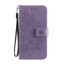 Load image into Gallery viewer, 7-petal Flowers Embossed Flip Leather Phone Case with Holder &amp; Card Slots, For Samsung Galaxy A03s (164.2mm)