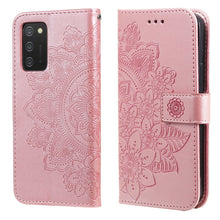 Load image into Gallery viewer, 7-petal Flowers Embossed Flip Leather Phone Case with Holder &amp; Card Slots, For Samsung Galaxy A03s (164.2mm)