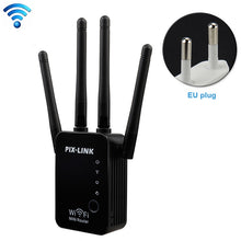 Load image into Gallery viewer, Wireless Smart WiFi Router Repeater with 4 WiFi Antennas, EU Plug Black, EU Plug White, UK Plug Black, UK Plug White, US Plug Black, US Plug White