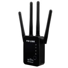 Load image into Gallery viewer, Wireless Smart WiFi Router Repeater with 4 WiFi Antennas, EU Plug Black, EU Plug White, UK Plug Black, UK Plug White, US Plug Black, US Plug White