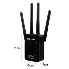 Load image into Gallery viewer, Wireless Smart WiFi Router Repeater with 4 WiFi Antennas, EU Plug Black, EU Plug White, UK Plug Black, UK Plug White, US Plug Black, US Plug White