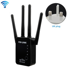 Load image into Gallery viewer, Wireless Smart WiFi Router Repeater with 4 WiFi Antennas, EU Plug Black, EU Plug White, UK Plug Black, UK Plug White, US Plug Black, US Plug White