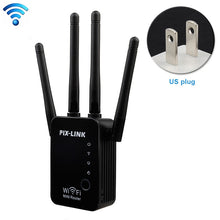 Load image into Gallery viewer, Wireless Smart WiFi Router Repeater with 4 WiFi Antennas, EU Plug Black, EU Plug White, UK Plug Black, UK Plug White, US Plug Black, US Plug White