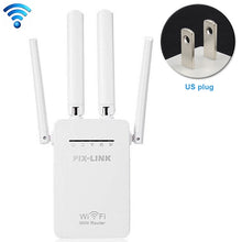 Load image into Gallery viewer, Wireless Smart WiFi Router Repeater with 4 WiFi Antennas, EU Plug Black, EU Plug White, UK Plug Black, UK Plug White, US Plug Black, US Plug White