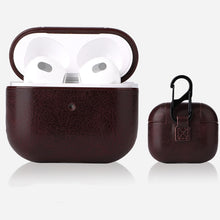 Load image into Gallery viewer, Crazy Horse Texture Earphone Protective Case with Hang Buckle For AirPods 3