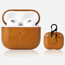 Load image into Gallery viewer, Crazy Horse Texture Earphone Protective Case with Hang Buckle For AirPods 3