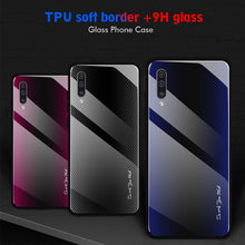 Load image into Gallery viewer, Texture Gradient Glass Protective Case, For Galaxy A50, For Galaxy A80 / A90, For Galaxy Note 9, For Galaxy Note 10 Pro, For Galaxy S10, For iPhone SE 2022 / SE 2020 / 8 / 7, For iPhone XS Max