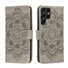Load image into Gallery viewer, Sun Mandala Embossing Pattern Phone Leather Case with Holder &amp; Card Slots &amp; Wallet &amp; Lanyard, For Samsung Galaxy S22 5G, For Samsung Galaxy S22 Ultra 5G, For Samsung Galaxy S22+ 5G, For Xiaomi Redmi Note 11, For Xiaomi Redmi Note 11 Pro